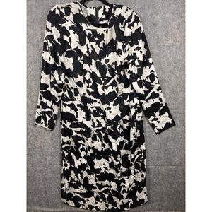 Vintage Silk Studio Dress 12 Black White‎ 100% Silk Long Dress